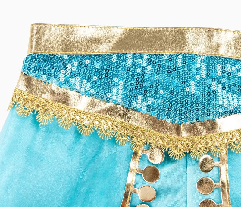 Funna Costume for Girls Princess Kids Dress Up Outfit Party Supplies Blue, 7 Years - Image 5